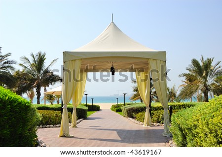 Hut at recreation area of luxury hotel, Dubai,  United Arab Emirates