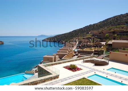 Recreation area of the luxury hotel, Crete, Greece