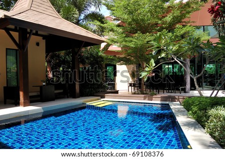 Swimming pool at the luxury villa, Pattaya, Thailand