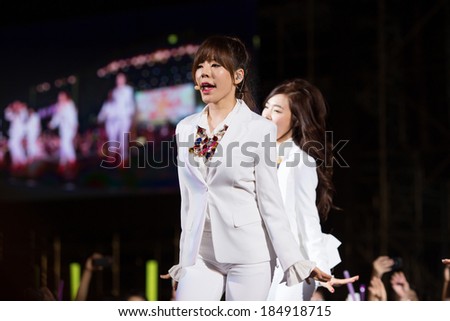Ho Chi Minh , VietNam - March 22: Sunny (SNSD, Girls\' Generation band) dance and sing the song Mr Mr on stage at the Human Culture Equilibrium Concert Korea Festival in Viet Nam on March 22, 2014.