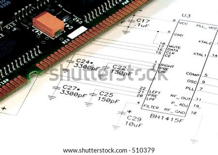 Technical Drawing and a Circuit Board.