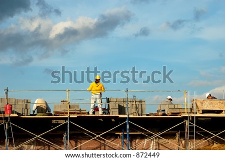 Photo of Brick Laying on a Construction Site
