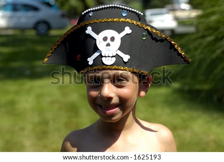Child Wearing a Pirate Hat