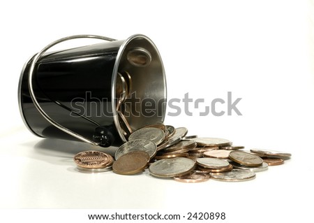 Photo of a Pail With Various US Coins / Currency - Money Related