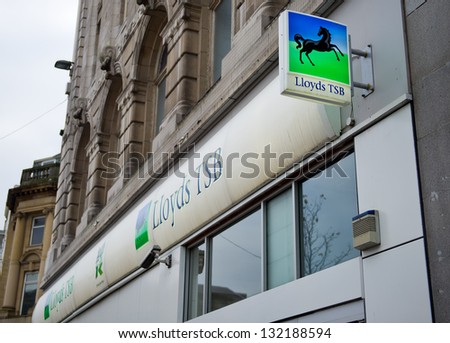 LIVERPOOL-DEC 18: Lloyds TSB Bank Branch on Dec. 18, 2012 in Liverpool, United Kingdom. Lloyds TSB Bank Plc is a retail bank in the United Kingdom. As of 2012 it has 16 million accounts.