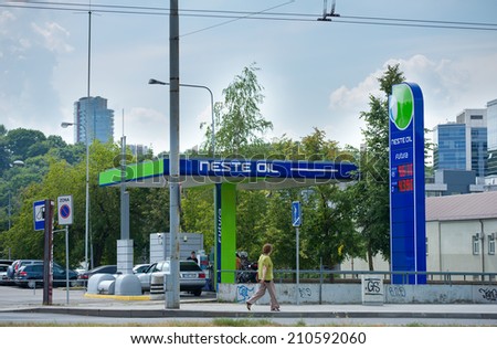 VILNIUS - AUG 7: Neste Oil petrol station on Aug. 7, 2014 in Vilnius, Lithuania. Neste Oil is an oil refining and marketing company located in Espoo, Finland. Neste Oil has operations in 14 countries.