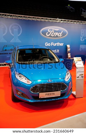 KAUNAS - SEP 19: Ford Fiesta on display on Sep. 19, 2014 in Kaunas, Lithuania. The Ford Fiesta is a supermini car manufactured by the Ford Motor Company since 1976, now in its seventh generation.