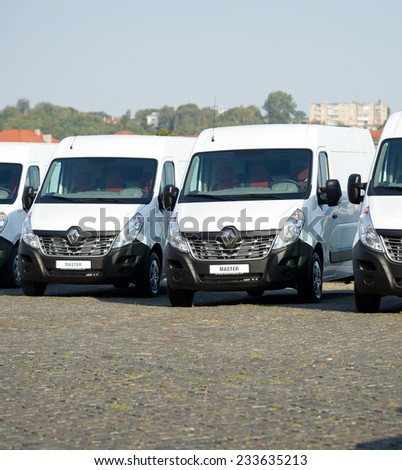 KAUNAS-SEP 19: Renault Master (third generation) on display on Sep. 19, 2014 in Kaunas, Lithuania. The Renault Master is an upper-medium size van produced by the French manufacturer Renault since 1980