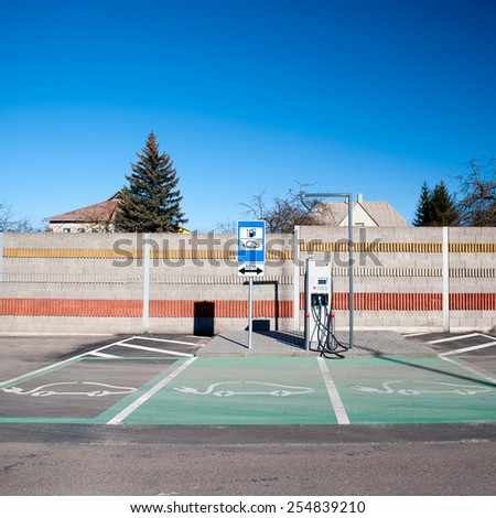 Electric car charging station. Power supply for electric car charging.