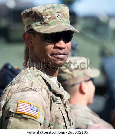 VILNIUS - MAR 22: US Army Soldier during the Dragoon Ride exercise on March 22, 2015 in Vilnius, Lithuania.