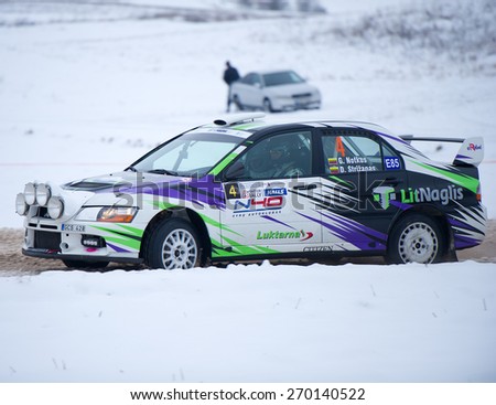 UTENA - JANUARY 30: Mitsubishi Lancer Evo IX rally car during \