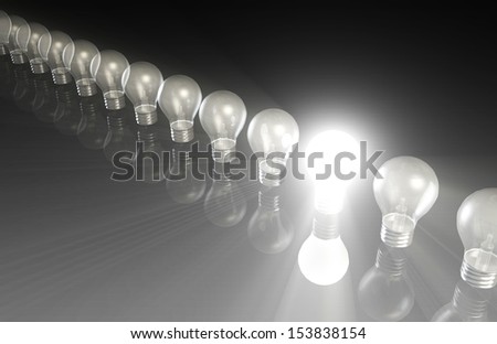 Innovation with Special Light Bulb Lit As Concept