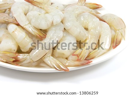 Prawn Dish Raw and Fresh.  A thai delicacy to be eaten with chilli and lemon juice.