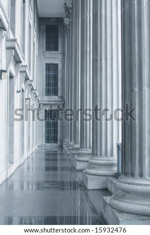 Law and Order Pillars in the Supreme Court during the morning