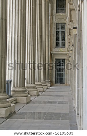 Law and Order Pillars in the Supreme Court during the day