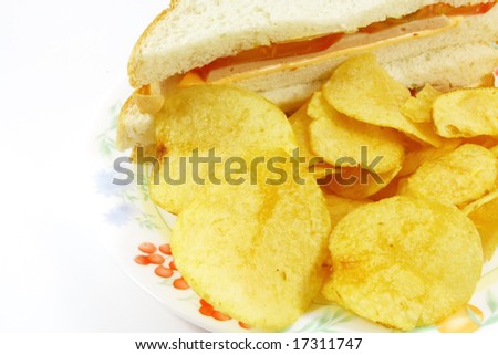 Sandwich and Chips Meal Combo on a White Background