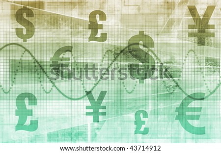 Currencies Collage as a Abstract Tech Background