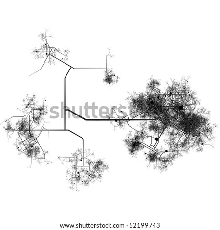 Generic City With Roads Transport System Map Art Stock Photo 52199743 ...