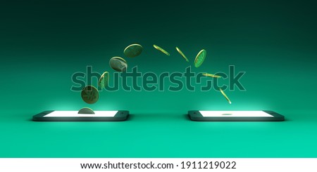 Transfer Money on Mobile Smartphone as an Electronic Transaction 3d Render Stock foto © 