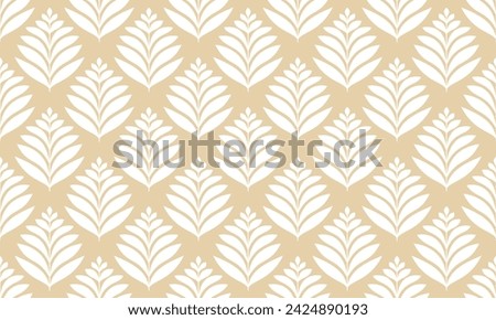 Floral geometric seamless pattern. Gold and white ornament. Fabric for ornament, wallpaper, packaging, vector background.