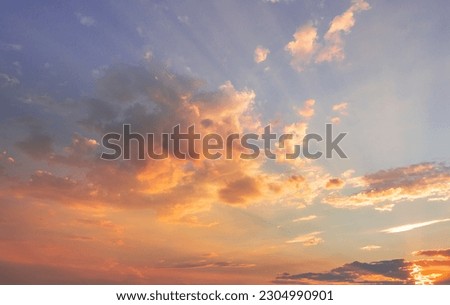 Similar – Image, Stock Photo Scenic sunset over peaceful sea and hilly shores