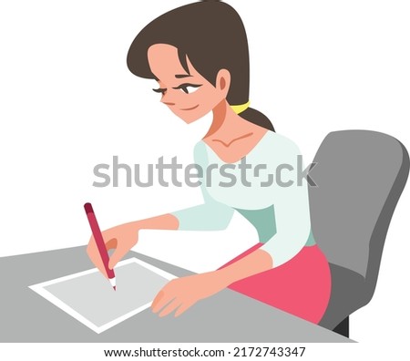 woman filling out paperwork on the table