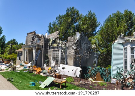 HOLLYWOOD, CA - MAY 13, 2013 : House Destruction scene for the movie \