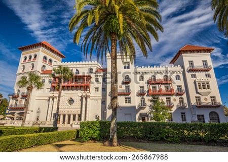 ST. AUGUSTINE, FLORIDA - JANUARY 18, 2015 : Casa Monica Hotel in St. Augustine. Opened in 1888, it is one of the oldest hotels in the United States.