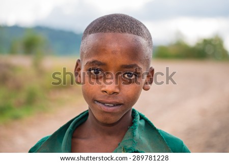 ADDIS ABBABA, ETHIOPIA - MAY 4, 2015 : Young ethiopian boy poses for a portrait