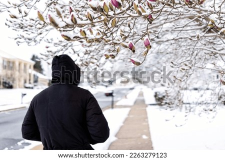 Similar – Image, Stock Photo Man in winter behind a cloud of snow