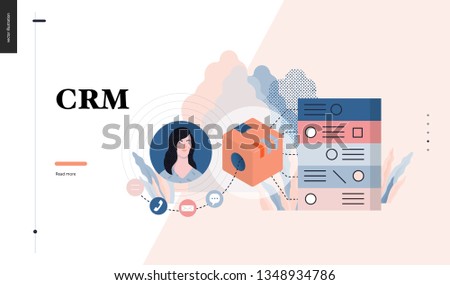 Technology 3 - CRM Customer Relationship Management - modern flat vector concept digital illustration of data collecting from user and providing result data. Creative landing web page design template