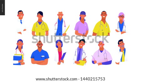 Medical insurance -best doctors -modern flat vector concept digital illustration - medical specialists - doctors and nurses portraits, team of doctors concept, medical office or laboratory