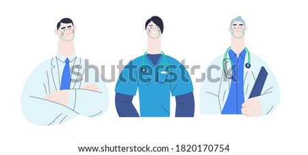 Medical insurance -best doctors -modern flat vector concept digital illustration - medical specialists - doctors and nurses portraits, team of doctors concept, medical office or laboratory