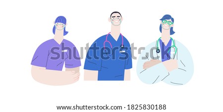 Medical insurance best doctors -modern flat vector concept digital illustration. medical specialists doctors and nurses portraits, team of doctors concept, medical office or laboratory