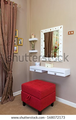 dressing table corner for small space in brown room interior