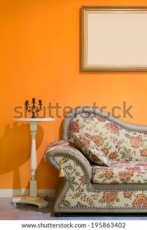 luxurious sofa and furniture in the orange room