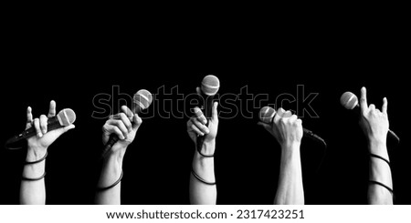 Similar – Image, Stock Photo Male musician with microphone in studio