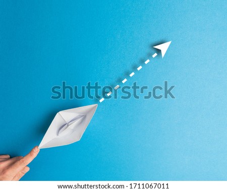 Image, Stock Photo Boat sails across the Baltic Sea in Denmark in the morning