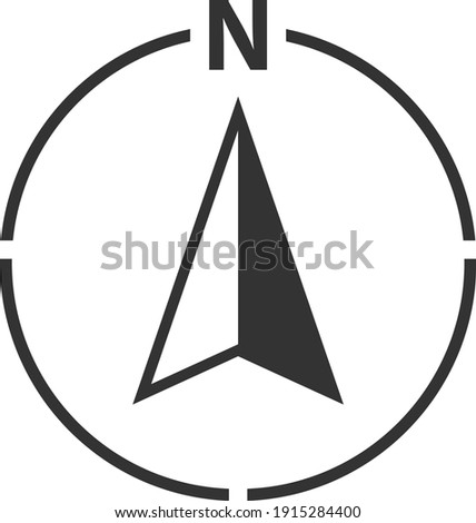 NORTH arrow in circle map orientation symbol with letter N vector illustration