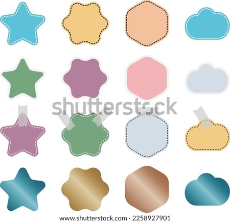collection of rounded corner pastel colored stickers and badges, vector illustration