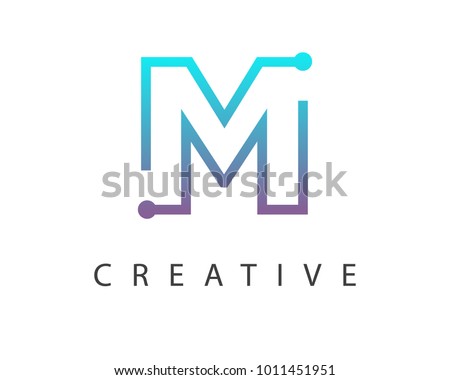 Initial Letter M logo Connected circle symbol. Design Template Element