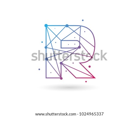 Initial Letter R Connected Circle Network Logo Design Template Element