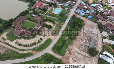 Aerial view from drone of Phuthai Cultural and Praewa Silk Center ,in honor of Her Royal Highness Princess Maha Chakri Sirindhorn's 60th Birthday Anniversary, Ban Phon Village in Kalasin, Thailand.
 ストックフォト © 