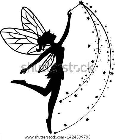 beautiful fairy silhouette vector template