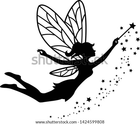 beautiful fairy silhouette vector template