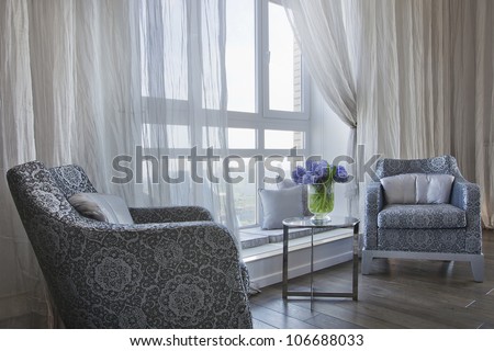 Similar – Image, Stock Photo Two chairs, two windows, one heater