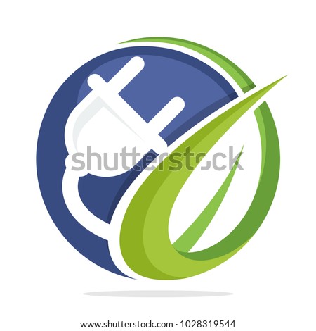 logo icon circle shape with concept of the development of electrical energy from plants	