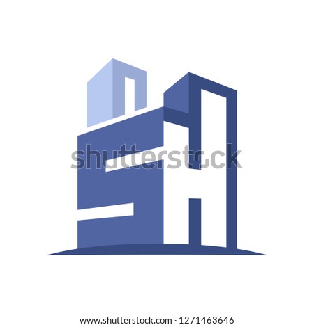 icon logo for the construction business, with combination of the initials S & H Stock fotó © 