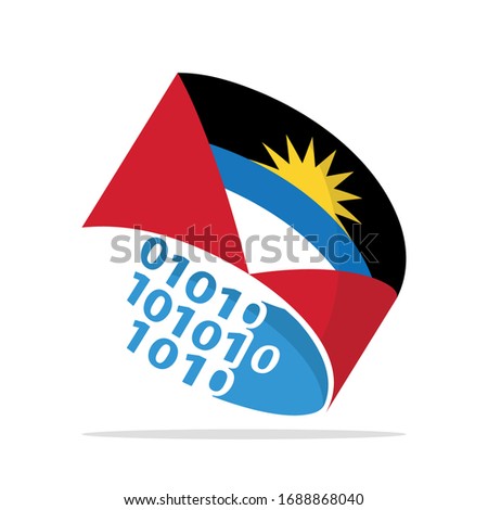 Illustrated icons with the concept of information technology systems from Antigua and Barbuda.