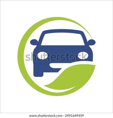 Illustration icon with the concept of an environmentally friendly car management system, eco car.